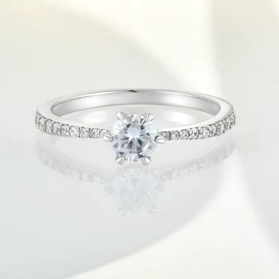 IRAMAT 925 Sterling Silver Engagement Ring – Sparkling Cubic Zirconia Round Cut, Rhodium Plated, Perfect for Weddings & Anniversaries