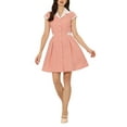 thumbnail image 1 of INSPIRE CHIC Robe-Chemise Boutonnée pour Femme à Revers Cranté à Manches Courtes Ceinturée Robes de Travail L Rose, 1 of 6