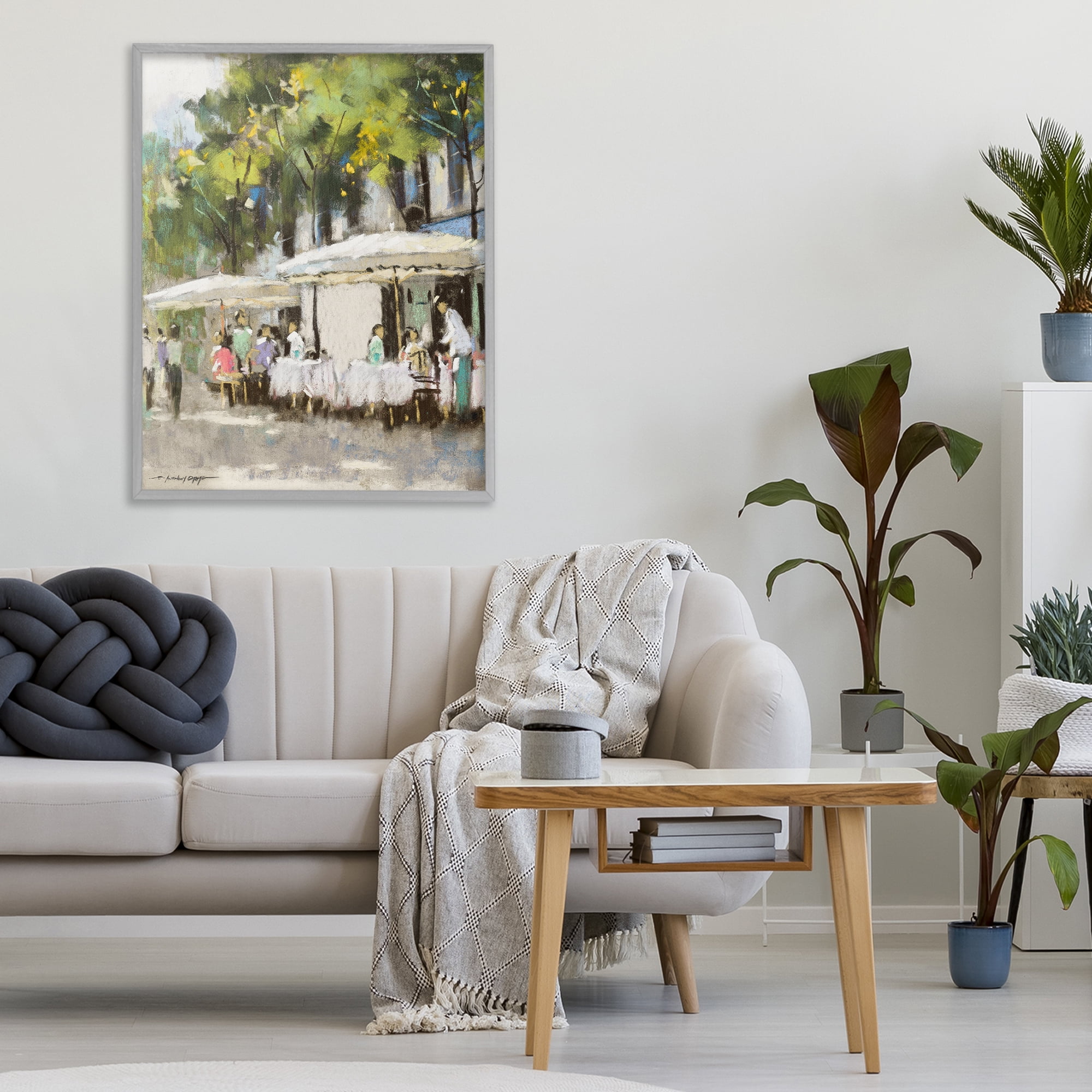 Stupell Industries Sunny Street Cafe Dining Gray Framed Giclee Art, design by Anthony Orme