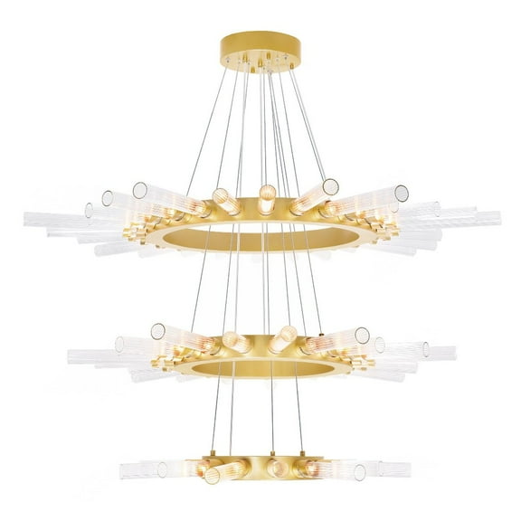 CWI Lighting Collar 63 Light Contemporary Metal Chandelier in Satin Gold