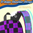 thumbnail image 5 of Purple and Black Checkered Pattern 17" School Backpacks for Teens,Waterproof Oxford Fabric,S-Shape Padded Straps for School,Travel,Hiking,Camping, 5 of 6