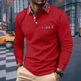 thumbnail image 2 of WTXUE Polos Long Sleeve, Scrunch Neck Polo Golf Shirts for Men Spring Autumn Casual Button T Shirt Top Solid | Workwear for Men Red M, 2 of 5