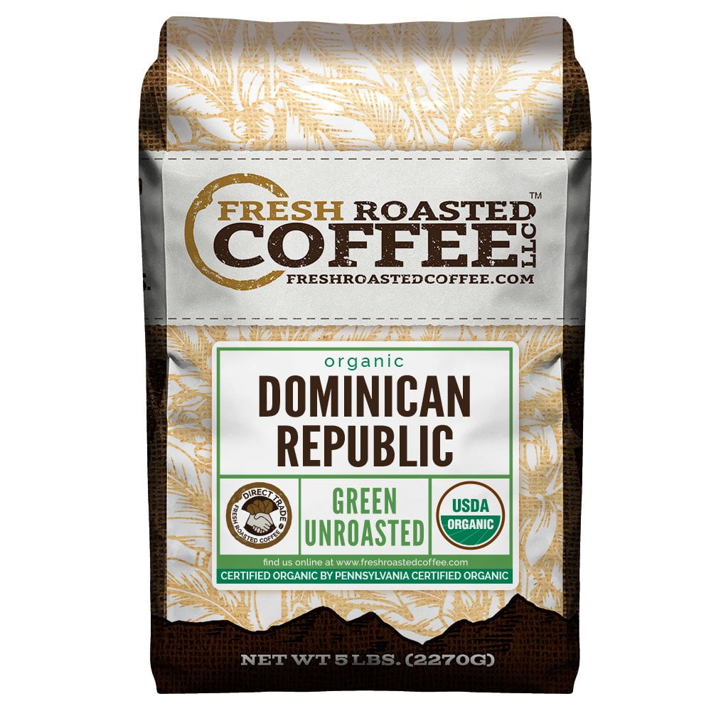 Fresh Roasted Coffee, Organic Green Dominican Republic Coffee Beans, 5