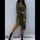 thumbnail image 4 of Suéteres para Mujer, Punto , Cuello en V, Color Liso, Larga, Informales, Holgados, Suaves, Tipo Jersey. Verde XXXL, 4 of 7