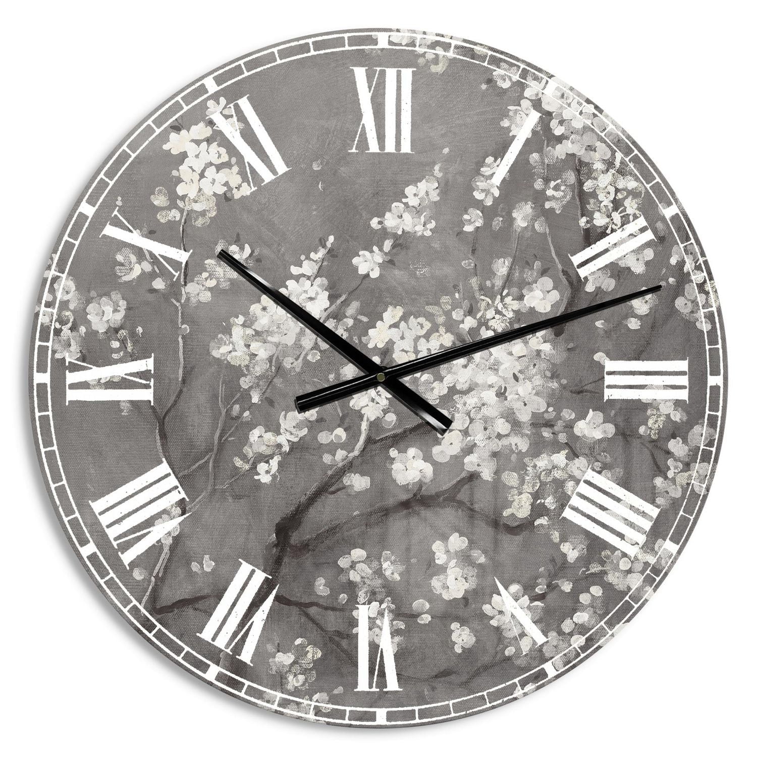 Designart Fleurs de cerisier blanc I horloge murale