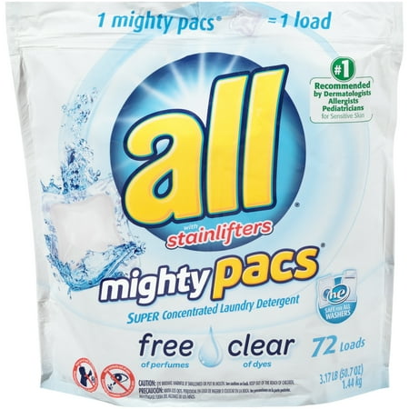 all® free clear mighty pacs® Laundry Detergent 72 Loads 50.7 oz. Pouch