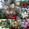 thumbnail image 6 of Sixtyshades 12 Pcs Poinsettia Artificial Christmas Flowers Decorations Glitter Xmas Tree Flower Ornaments (White), 6 of 8