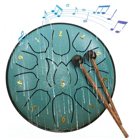 Rain Drum for Outside 11 Note 6 Inch Rain Drum for Garden, Steel Tongue Drum Rain Chime,Chakra Drum for Rain, Outdoor Handpan Drum,steel tongue drum,Rain Drums Adult Hand Disc Drum