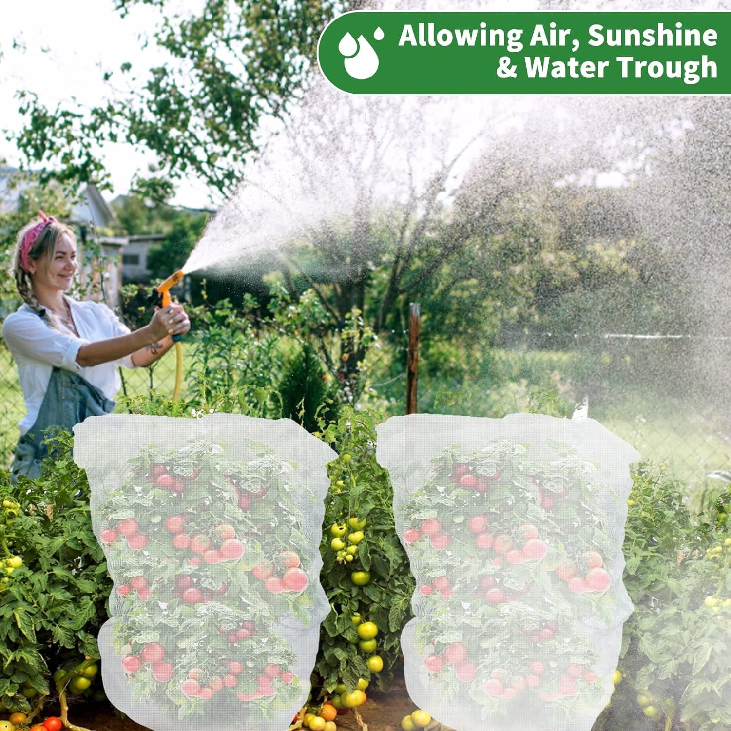 4 Pack Insect Bird Barrier Mesh,Potted Fruit Protectors Cover,39.4"X31.5" Netting Garden Plant Barrier Bag with Drawstring for Fruit Tree,Blueberry,Bush,Tomato,Flowers