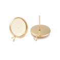 thumbnail image 2 of 100pcs 304 Stainless Steel Stud Earring Settings with Loop Flat Round Golden Tray: 12mm 16.5x14x2mm Hole: 2mm Pin: 0.8mm, 2 of 2