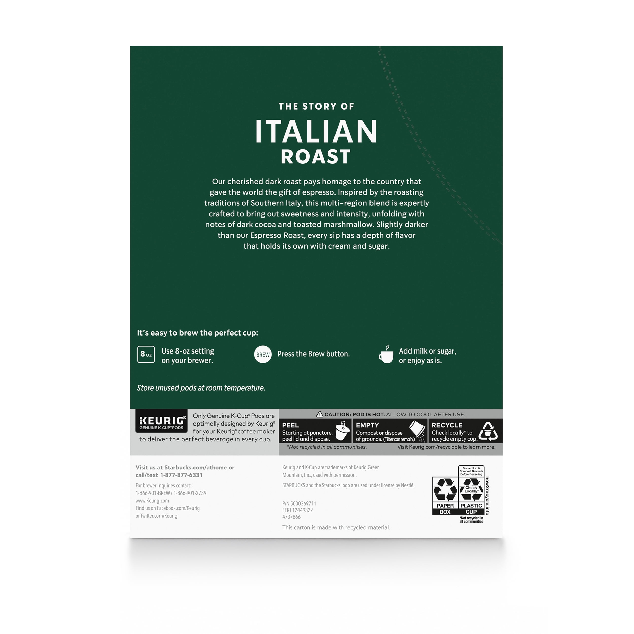 Starbucks Italian Dark Roast, Keurig K-Cup Coffee Pods, 22