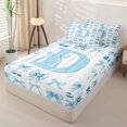 thumbnail image 2 of Castle Fairy Blue Cherry Bow Letter D Zipper Twin Comforter Sets with Fitted Sheet and 2 Pillowcases for Girls,Kawaii Fruit Initial Zipper Bedding Set,4-Piece,Reversible, 2 of 6