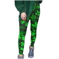 thumbnail image 4 of Yourumao Womens St Patricks Day Leggings High Waist Shamrock Printed Pants Stretchy Slim Fitted Pants Festival Pilates Tights, 4 of 6
