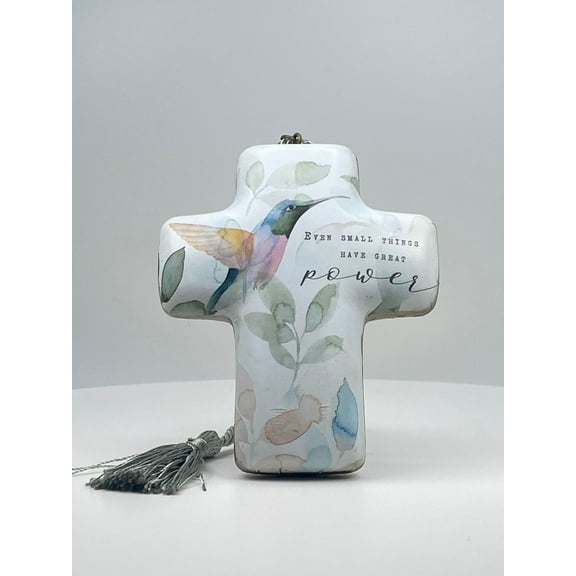 DEMDACO Small Things Green 5 x 4 Resin Stone Collectible Artful Cross Figurine