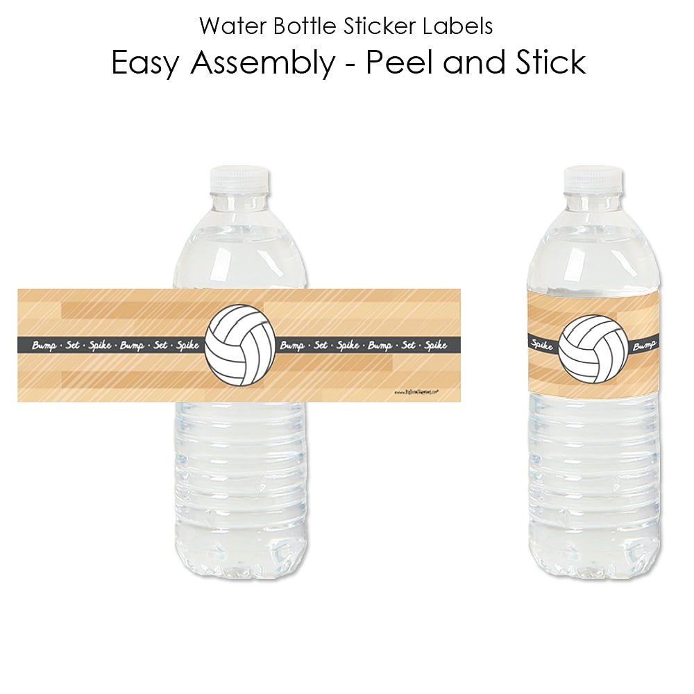 Bump, Set, Spike - Volleyball - Baby Shower or Birthday Party Water Bottle Sticker Labels - Set of 20