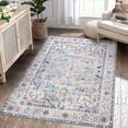 thumbnail image 3 of FairOnly 10'x13'Machine Washable Vitange Floral Low Pile Area Rug for Bedroom Kitchen Non Slip Foldable Ultra Soft Indoor Carpet for Living Room Laundry Dinning Room,Light Blue, 3 of 7
