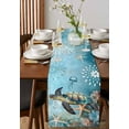 thumbnail image 2 of Hokiten Table Runners 70 Inches Long Dress Scarves, Coastal Sea Turtle Farmhouse Coffee/Dining/Kitchen Table Decor, Holiday Table Runner, Vintage Teal Nautical Beach Botanical 13x70 Inch, 2 of 7