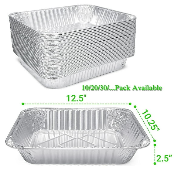9x13 Aluminum Disposable Foil Pans- HEAVY DUTY- Half Size Steam Table Pans - Cookware for Baking,Grilling,Roasting,Prepping Food