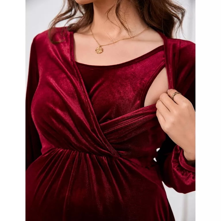 chinese dress ladies Square Neck Velvet A-line Midi Dress main image 0