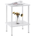 thumbnail image 1 of Mesa auxiliar Apicizon de 2 niveles con estante de almacenamiento blanco para dormitorio, 1 of 8