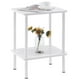 thumbnail image 1 of Mesa auxiliar Apicizon de 2 niveles con estante de almacenamiento blanco para dormitorio, 1 of 8