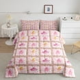 thumbnail image 2 of Erosebridal Dance Ballet Bedding King Comforter Set,Geometric Plaid Bedding Sets King with Comforter,Microfiber Reversible Comforter Sets King Size,Floral Decor,3pcs, 2 of 8