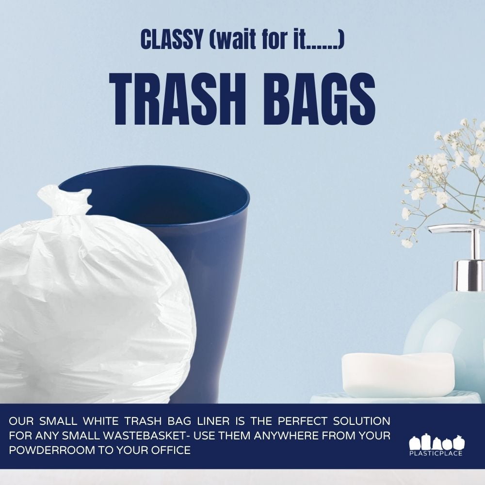 Plasticplace Trash Bags │Code A Compatible (200 Count)│White Drawstring  Garbage Liners 1.2 Gallon / 4.5 Liter │ 11.625 x 15.94