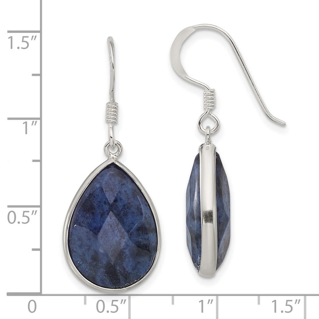 925 Sterling Silver Faceted Lapis Dangle Shepherd Hook Earrings 36.6x14mm Wide Dangle Earring for Women