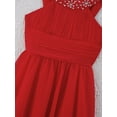 thumbnail image 6 of iEFiEL Big Little Girls Halter Neck Chiffon Summer Dress Sleeveless Rhinestone Wedding Birthday Party Dress Red 16, 6 of 7