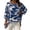 Blue, variant on Printed 3/4 Sleeve Shirts For Women Crewneck High Low Hem Tops Fall Casual Elegant Fashion Flowy Tunic Shirt