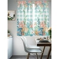 thumbnail image 4 of Summer Beach Sheer Curtains 2 Panels Set Ocean Colorful Coral Shell Seaweed Starfish Green Plaid Sheer Window Curtains Light Filtering Rod Pocket Voile Drapes for Bedroom Living Room 52"X72", 4 of 8