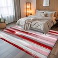 thumbnail image 4 of 8x10 Area Rugs, Red Pink Gray Stripes Non-Skid Rubber Backing Large Rectangle Rugs - Living Room Bedroom Home Office, Modern Abstract Minimalist Retro Indoor Floor Mat Carpets Washable Rug, 4 of 9