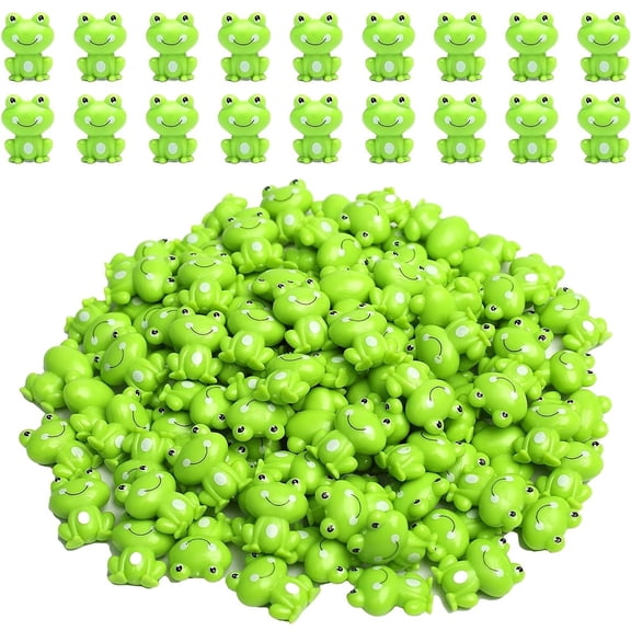 100 Pack Mini Green Plastic Frogs, Small Frog Figurine Tiny Frogs to Hide Fairy Garden Miniature Dollhouse Home Decor Frog Decorations for Party