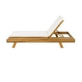thumbnail image 6 of Wood Adjustable Chaise Lounge for Outdoor with Waterproof Cushion, Portable Sun Recliner for Pool Beach Camping, Cream and Teak, 6 of 7
