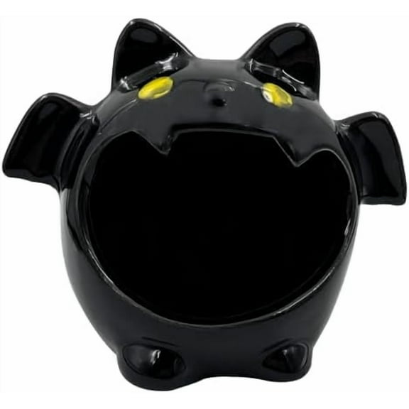 Bat Ceramic Candy Dish, Bat Shaped Snacks Bowl, Cute Candy Dish Holder, Funny Ceramic Box for Candy Holder Holiday Ornament (Black)