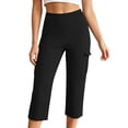 thumbnail image 3 of QTSHPN Womens Scrub Pants Sleek High Waist Cargo Style Stretchy Flex Capri with Flat Front for Summer Pants Women Black XL, 3 of 4