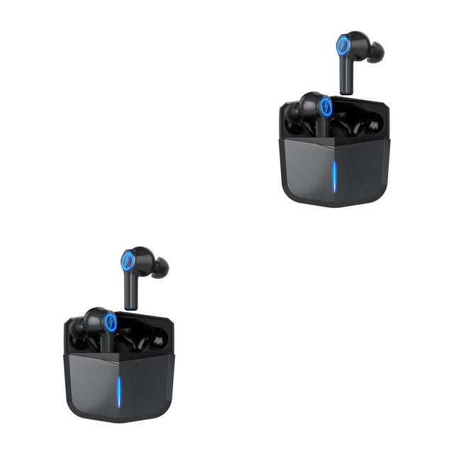 Sidaley Auriculares ABS compatibles con Bluetooth 10M Reducción de ruido Control táctil 0 Delay Smart Phone Gaming Auriculares intrauditivos gris hierro 2piezas