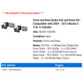 thumbnail image 2 of Front and Rear Brake Pad and Rotor Kit - Compatible with 2004 - 2013 Mazda 3 2.0L 4-Cylinder 2005 2006 2007 2008 2009 2010 2011 2012, 2 of 2
