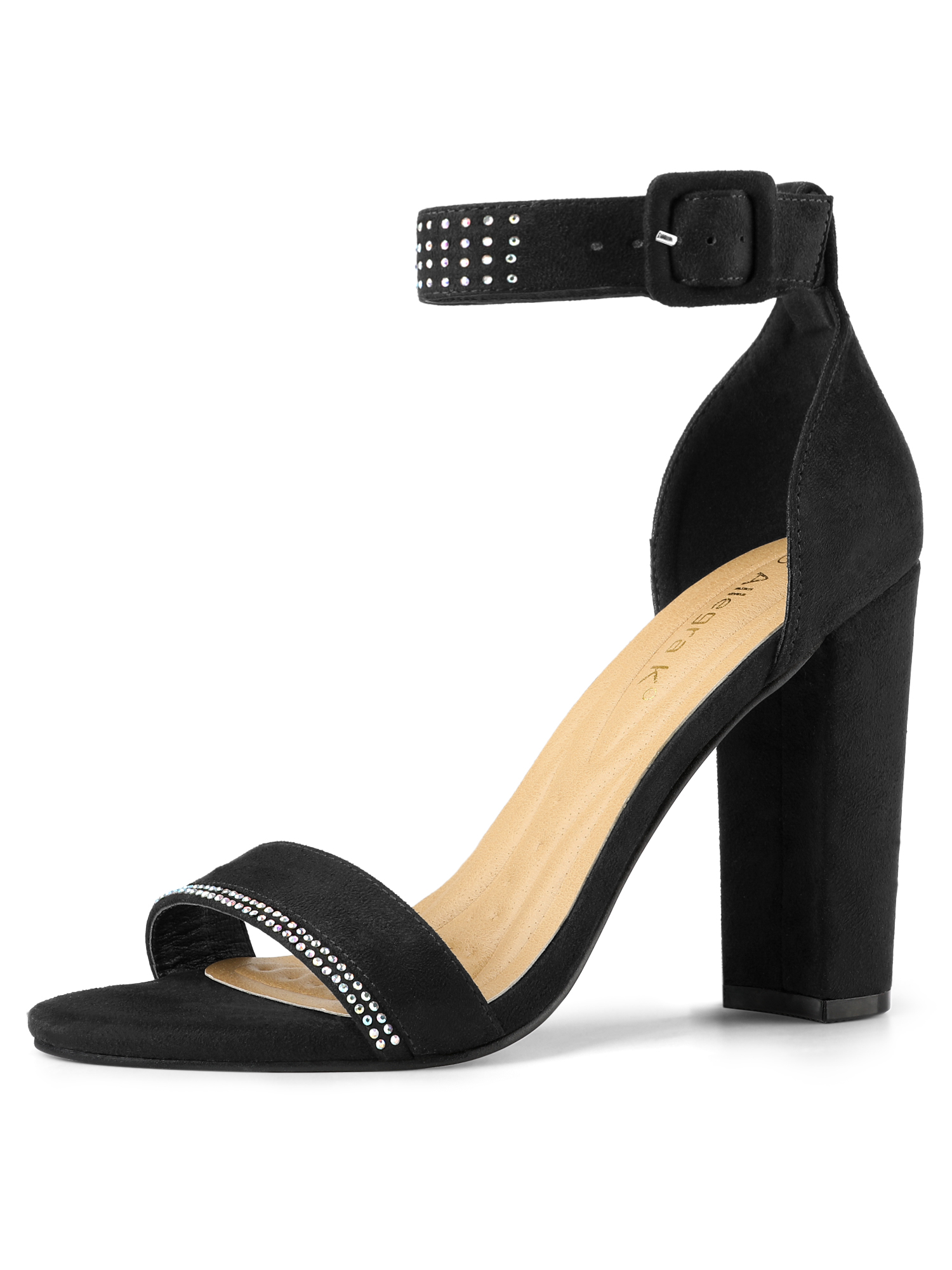 black rhinestone heels ankle strap