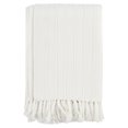 thumbnail image 2 of Troy 50 Inch Ultra Soft Cotton Throw Blanket, Raised Striped Design, White- Saltoro Sherpi, 2 of 5