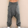 thumbnail image 2 of Edvintorg Harem Pants for Women Streetwear 90S Vintage Hip Hop Casual Loose Pants Fashion Women's Solid Color Printed Harlan Pants Gray M, 2 of 6