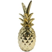 First of a Kind Gold Ceramic Pineapple Decorative Centerpiece Display Decor for Living Room, Bedroom, Office, Kitchen. Pineapple Stoneware Bookshelf Decorative Object.