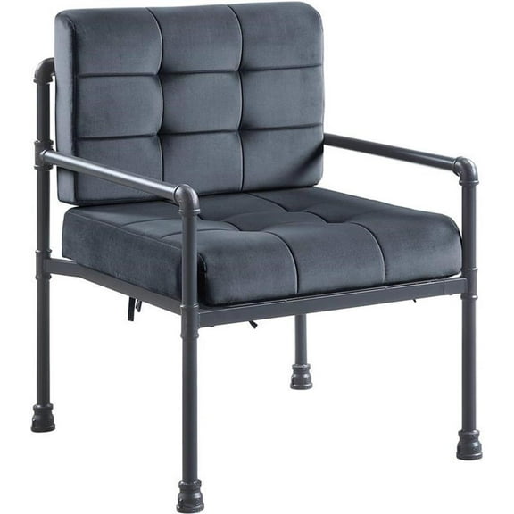 Bowery Hill Contemporary Chair in Gray Velvet & Sandy Gray Finish