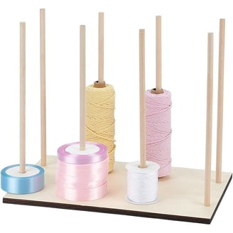 Wooden Ribbon Rack Organizer With 8 Dowels | Spool Holder For Craft Ribbon, Yarn, Tape, & Crochet Thread 4 thumbnail image