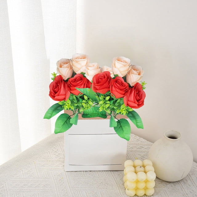 Decoración del hogar, decoración de habitaciones, decoración de paredes. Ramo de rosas de granada simuladas de seis cabezas individuales. Decoración de flores simuladas para la mesa del comedor o la s