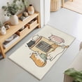 thumbnail image 2 of Entryway Rug 2'x3', Beige Cute Cat Kitchen Runner Rugs Non-Slip Carpet Mats, Cartoon Funny Heater Cats Bedside Rugs Runners Washable Floor Carpet for Bathroom Laundry Room, 2 of 8