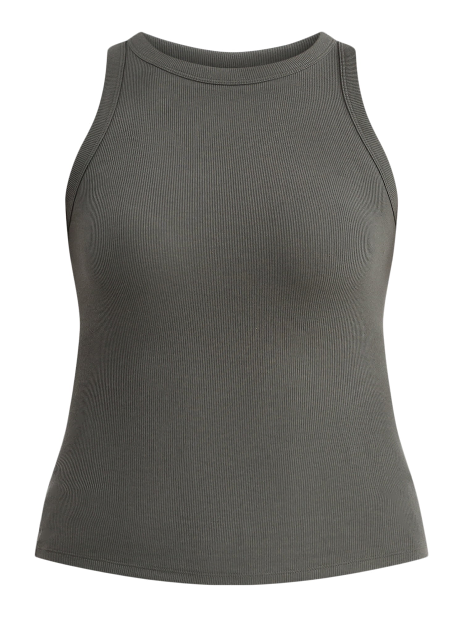 Time and Tru Women's High Neck Ribbed Tank Top, Sizes XS-XXXL