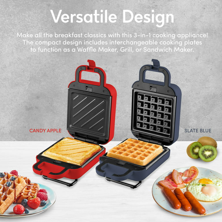 Breville 3 in 1 Sandwich Waffle and Panini Maker Silver VST098