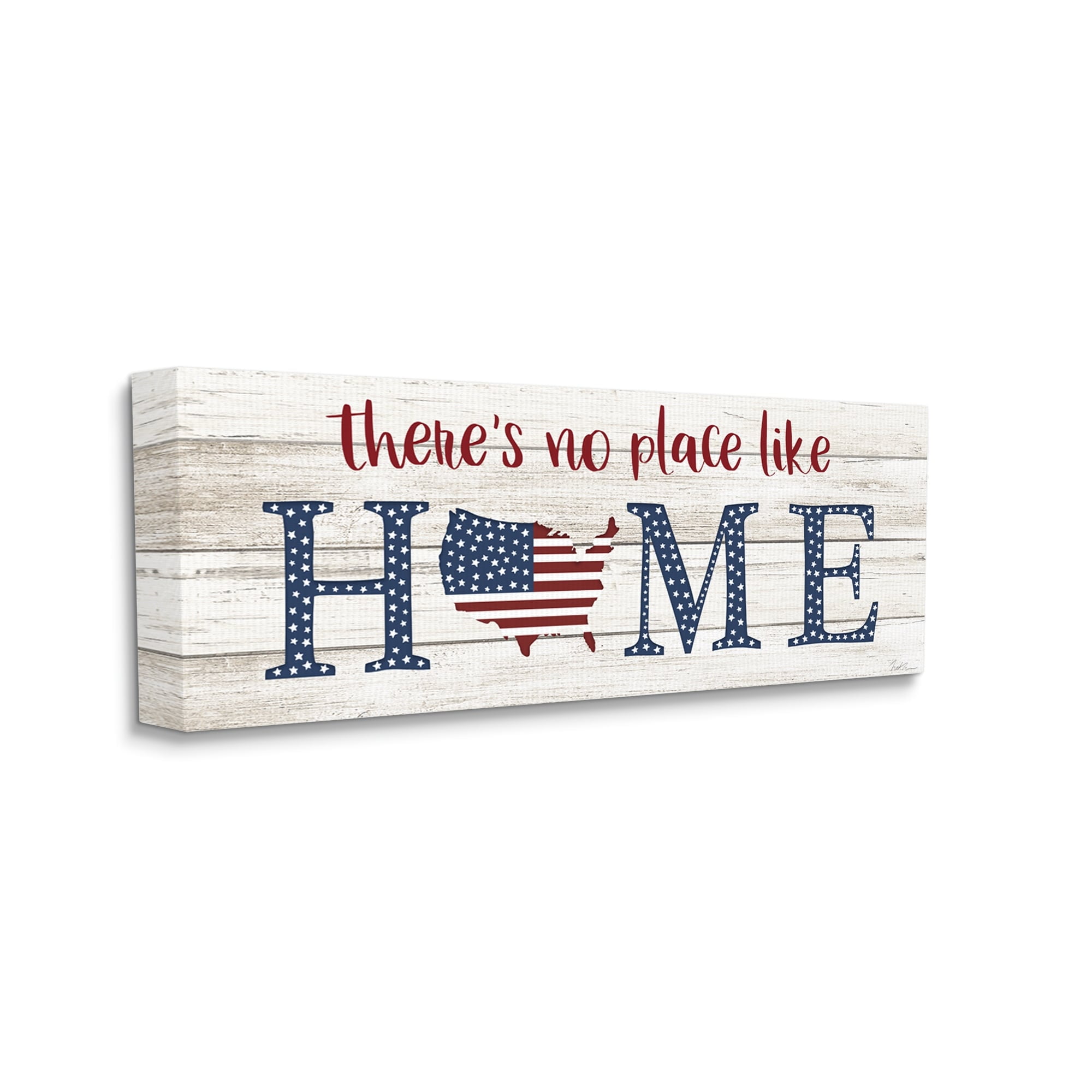 Stupell Industries Patriotic There's No Place Like Home Phrase Americana, 48 x 20, Design by Natalie Carpentieri