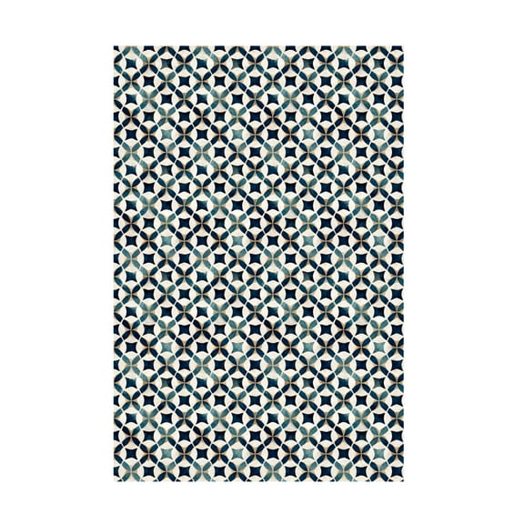 Canvas Wall Art - Treechild 'Vintage Blue Beige Pattern' Wall Art for Living Room, Bedroom, or Office D?cor by Trademark Fine Art - 12 x 19 Inches